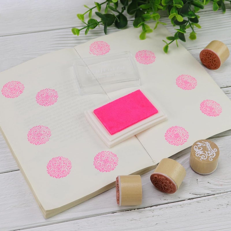 Lsushine Craft Ink Pad for Rubber Stamps, Paper, Wooden, Fabric, Scrapbooking, Non-Toxic Finger Ink Pads for Kids (Pink) - Image 3